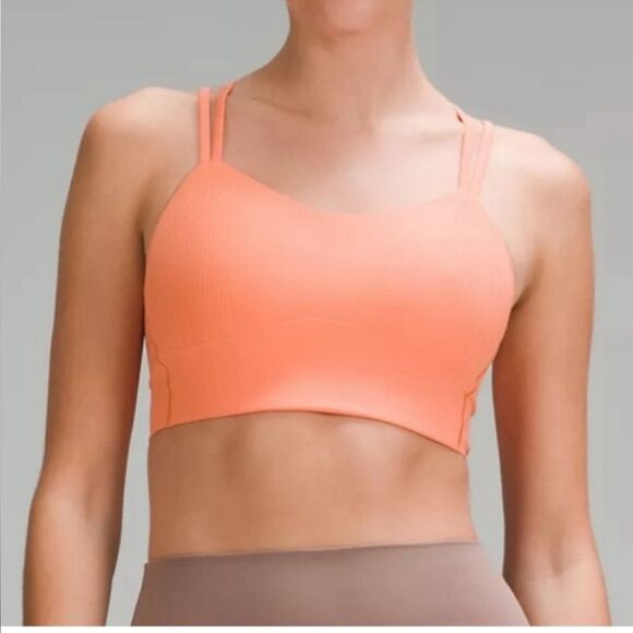 Lululemon‎ Like A Cloud Ribbed Longline Bra - Size 12 D/DD Melon NWT - Picture 1 of 5